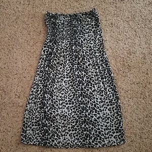 Gray Leopard Print Smocked Tube Dress